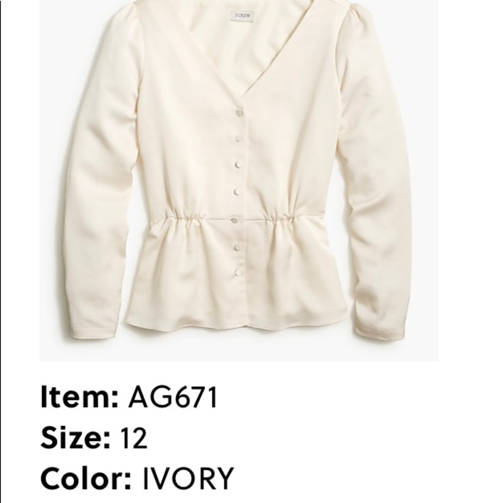 Jcrew satin peplum top